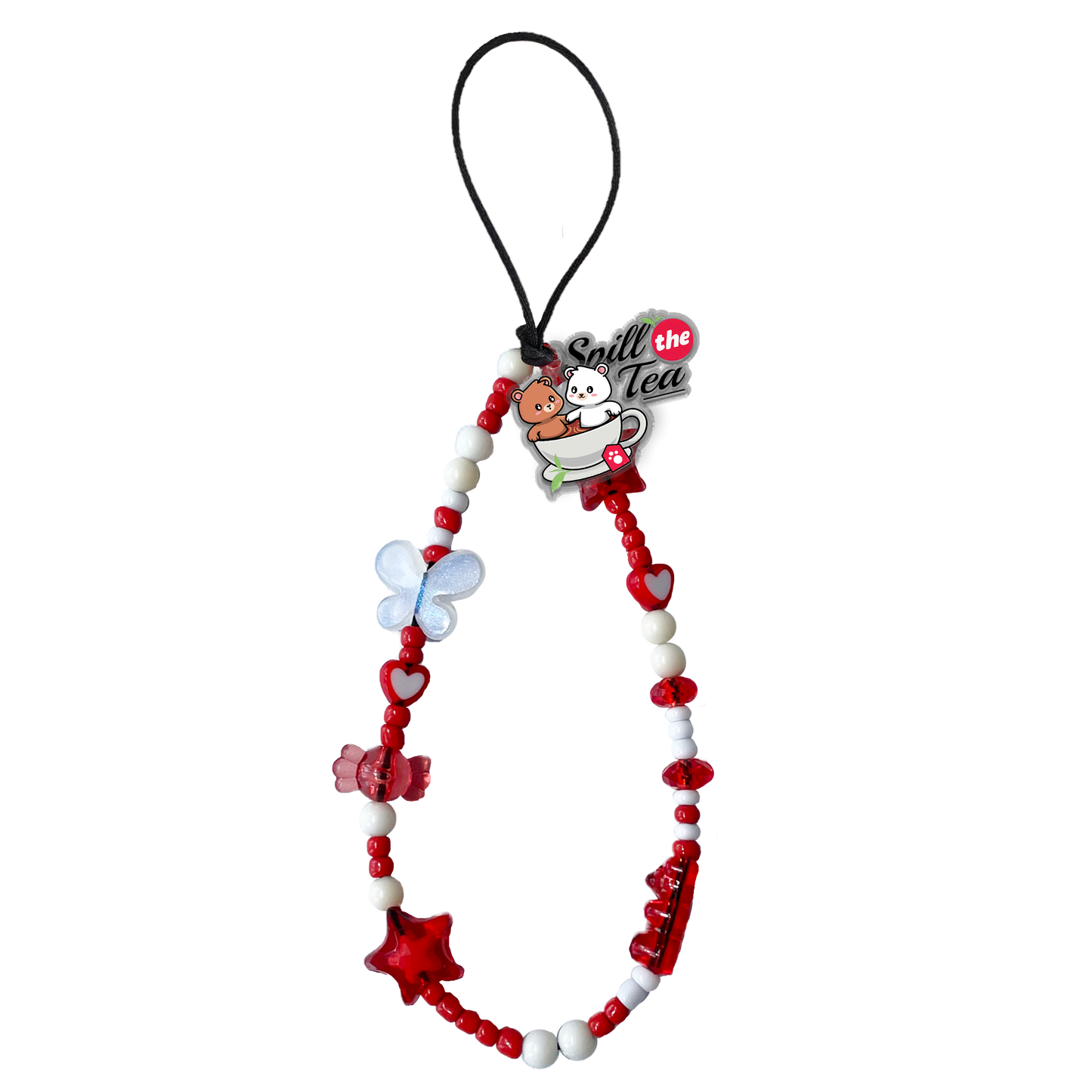 Beaded Strap with Acrylic Charm - Spill the Tea