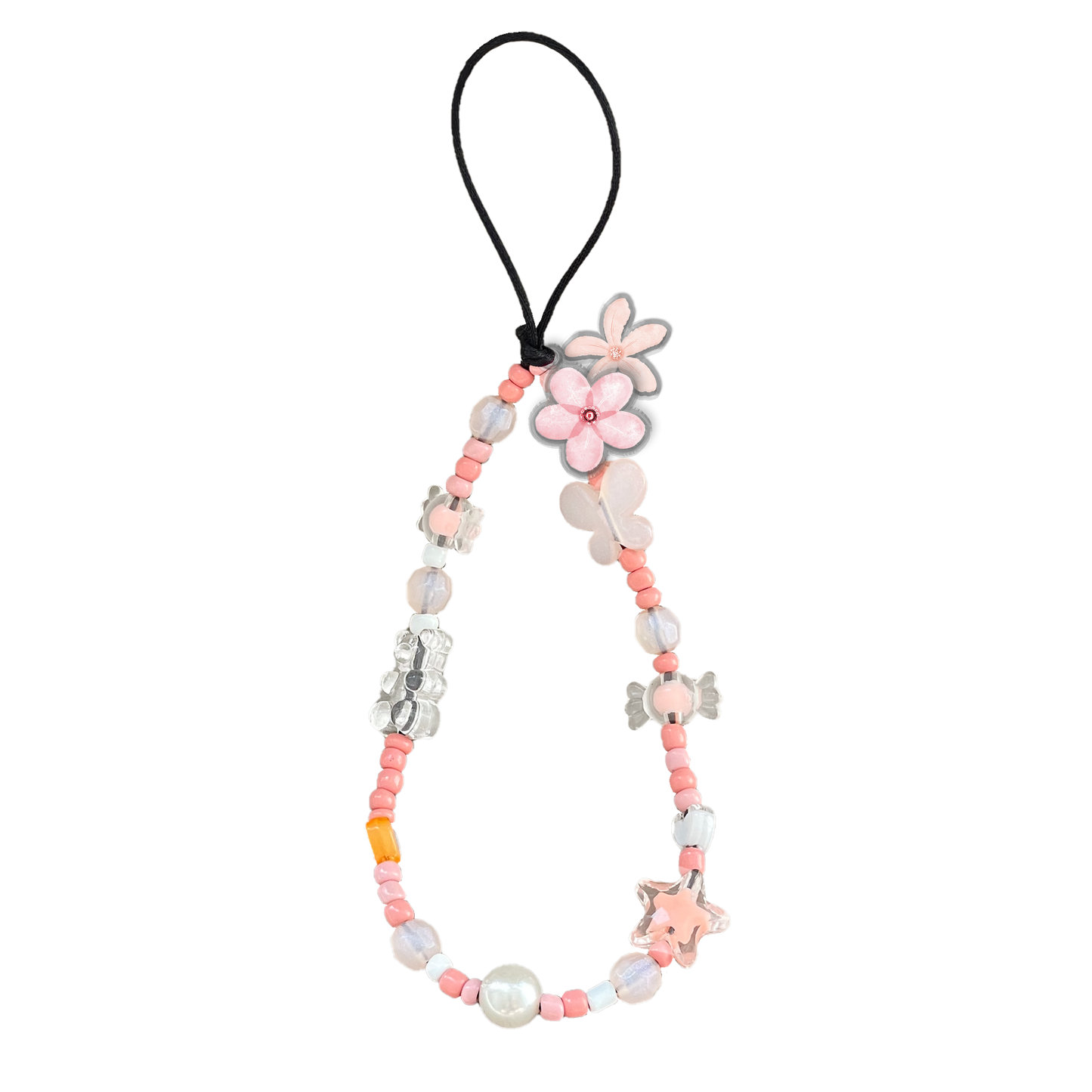 Beaded Strap with Acrylic Charm - Wild Flower