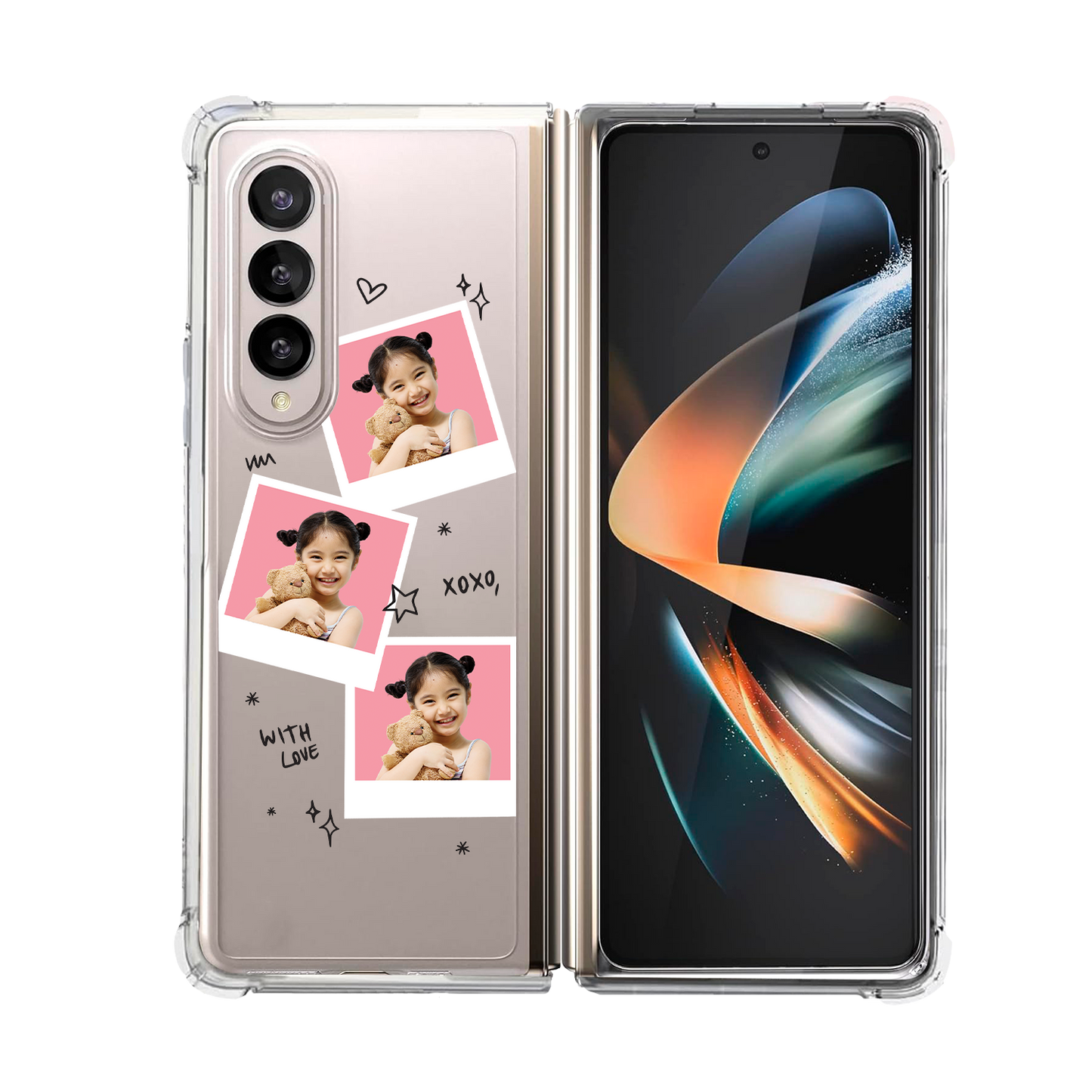 Android Flip / Fold Rearguard Hybrid - Face Grid White Polaroid