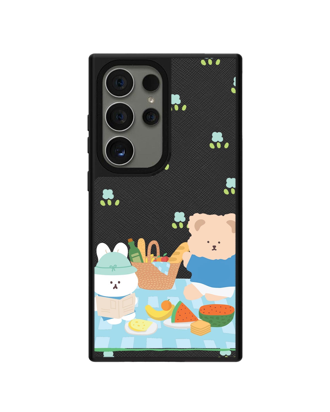 Android Leather Grip - Picnic Bear Blue