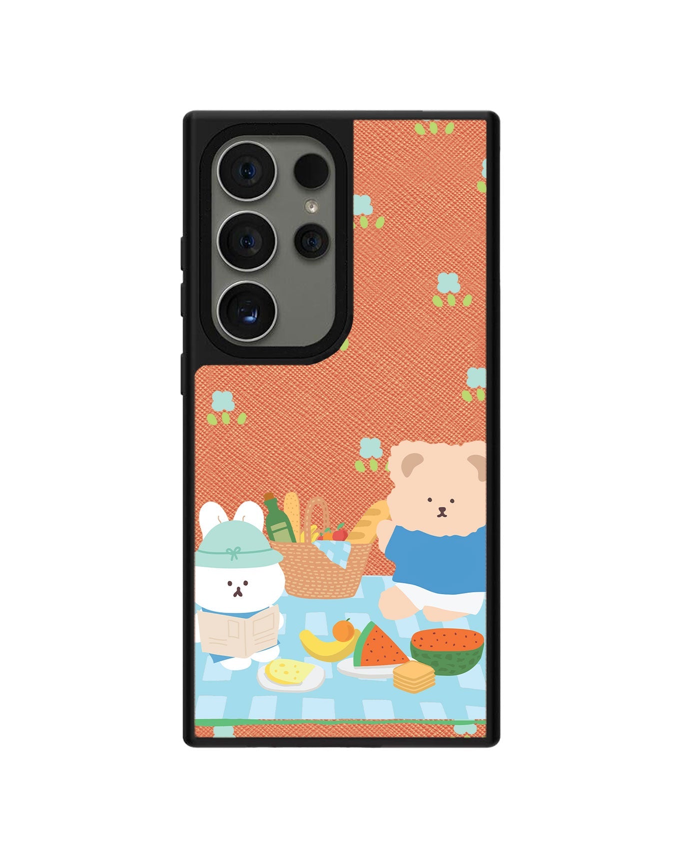 Android Leather Grip - Picnic Bear Blue