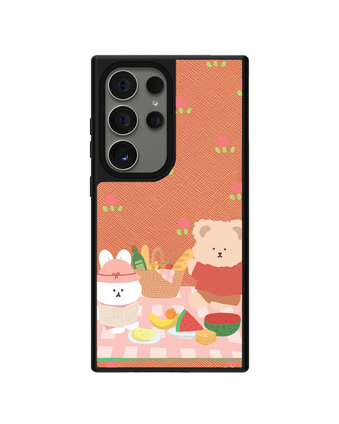 Android Leather Grip - Picnic Bear Pink