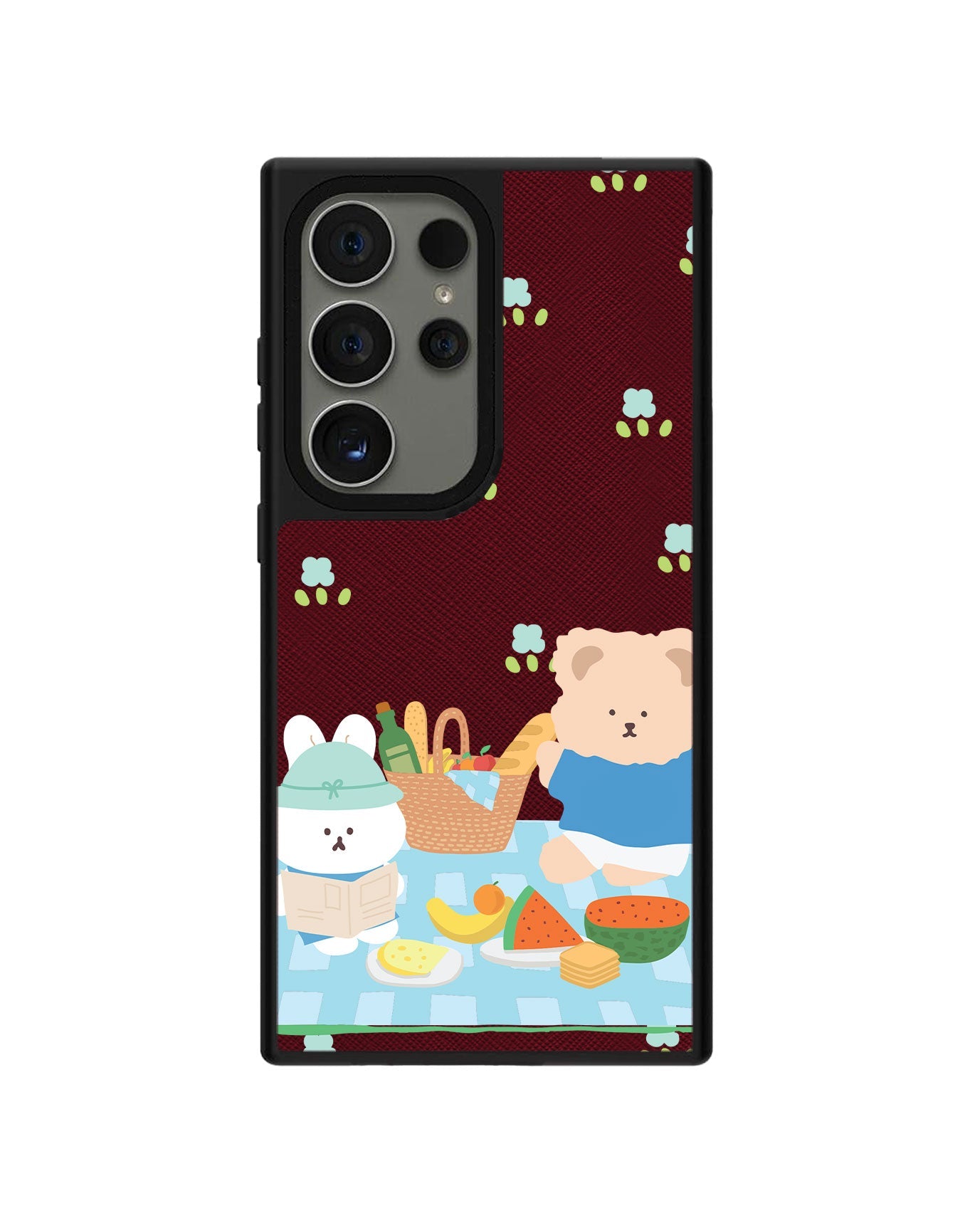 Android Leather Grip - Picnic Bear Blue