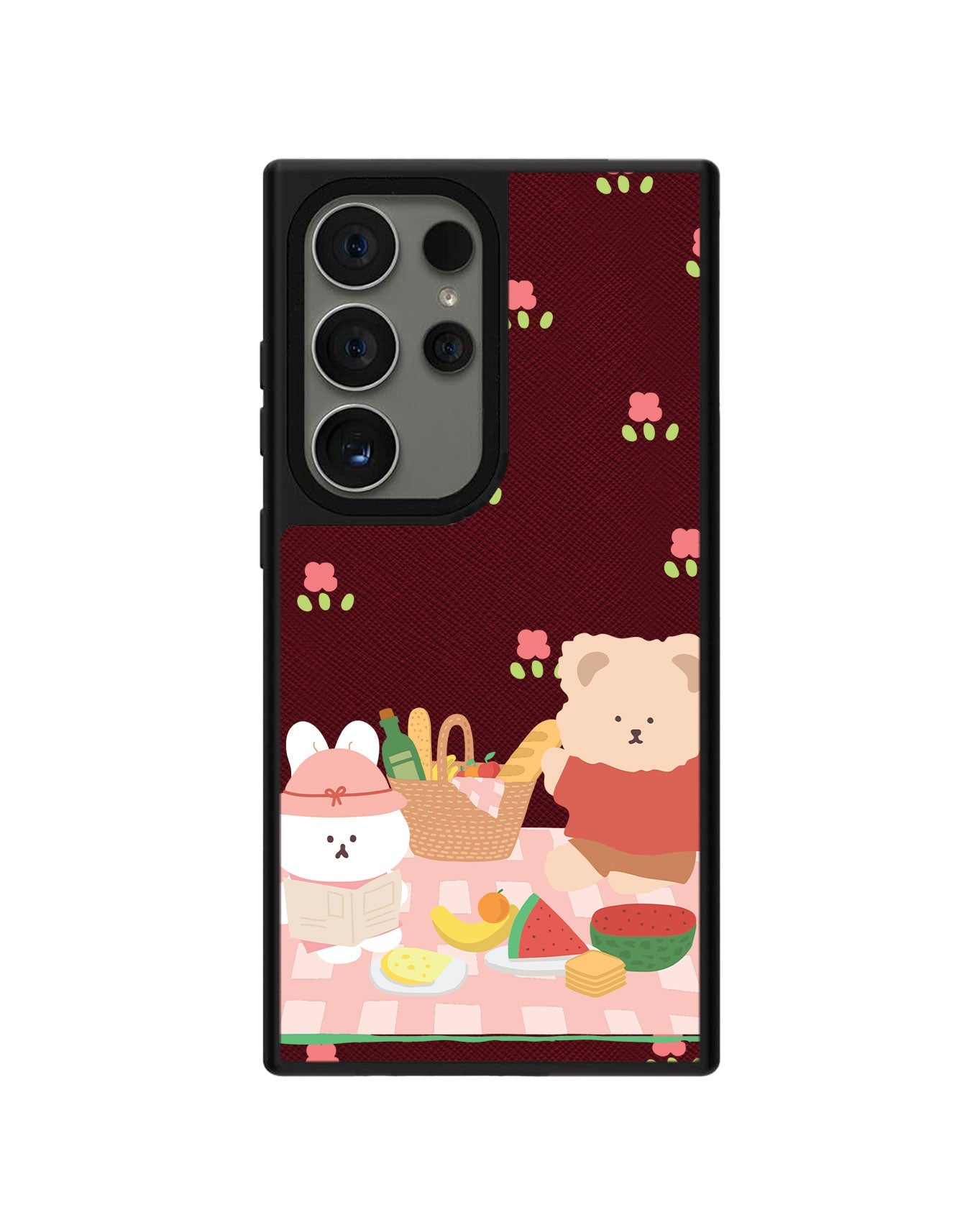Android Leather Grip - Picnic Bear Pink