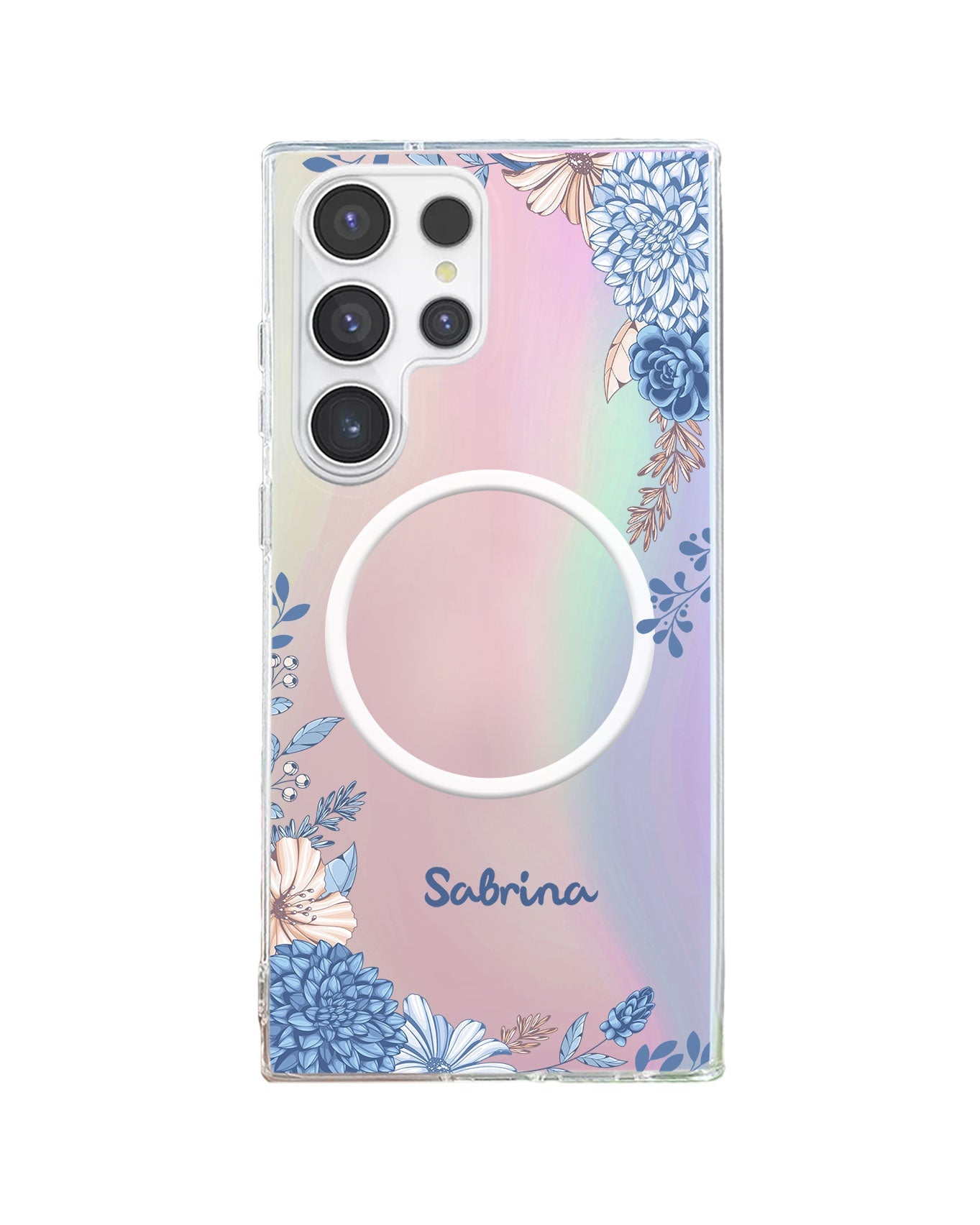 Android Rearguard Holo - ลายดอกไม้สีน้ำเงิน