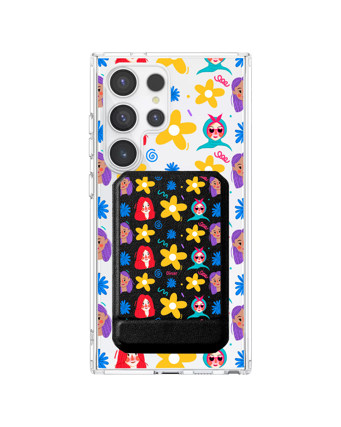 Android Magnetic Multifold Wallet - Daisy Faces