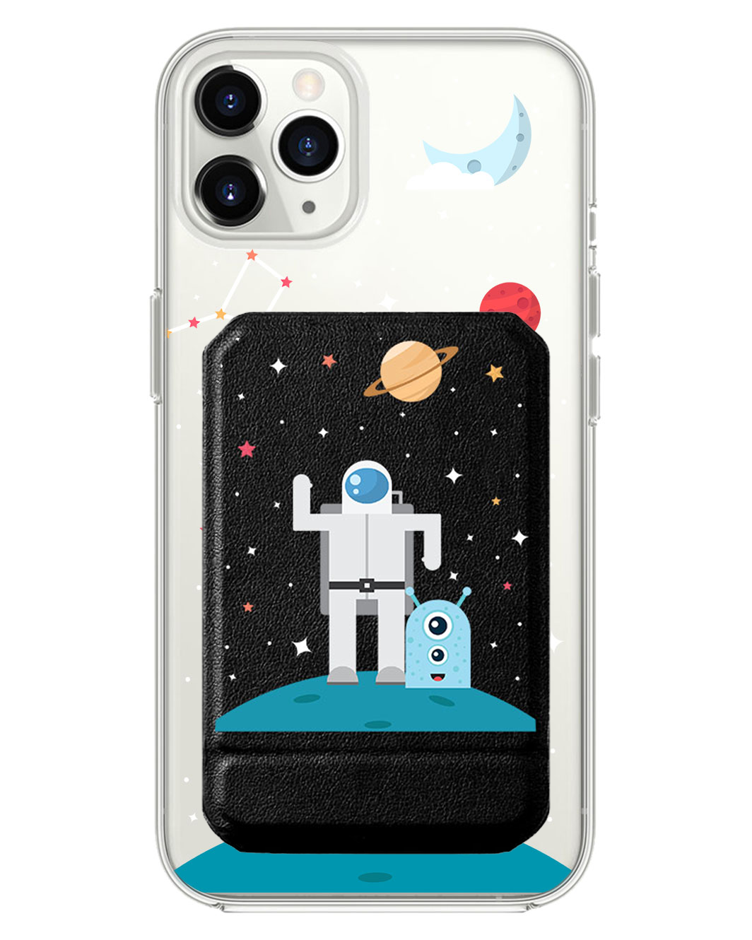 iPhone Magnetic Multifold Wallet - Blue Alien