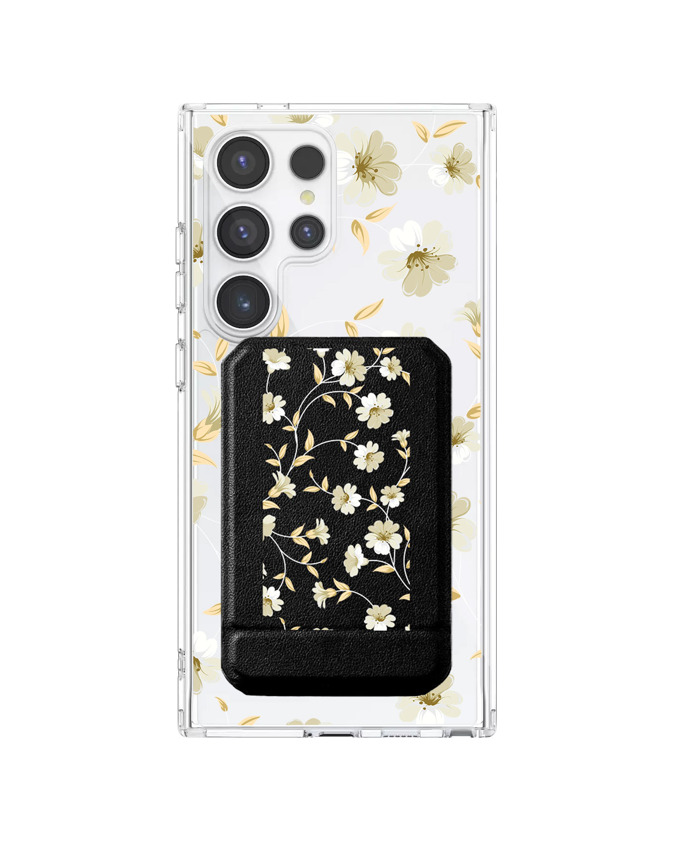Android Magnetic Multifold Wallet - White Magnolia