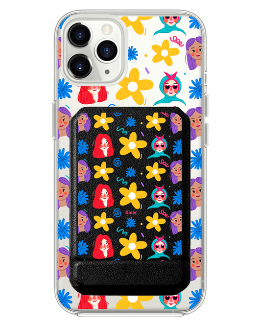 iPhone Magnetic Multifold Wallet - Daisy Faces