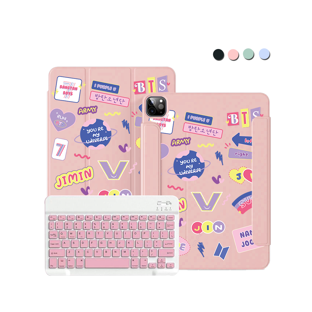 ฝาพับคีย์บอร์ดไร้สายสำหรับ iPad / Android - BTS Members