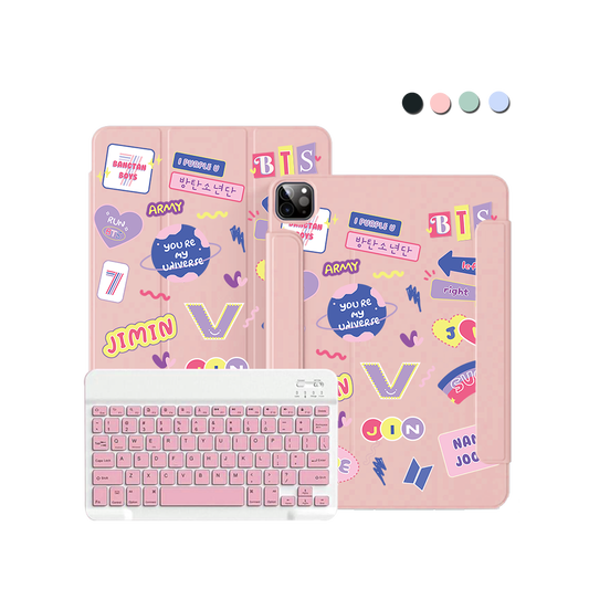 ฝาพับคีย์บอร์ดไร้สายสำหรับ iPad / Android - BTS Members