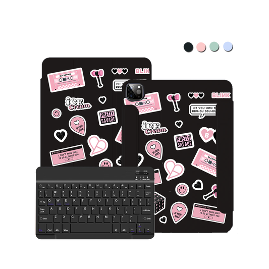สติ๊กเกอร์ Blackpink สำหรับ iPad / Android คีย์บอร์ดไร้สายแบบพลิกได้