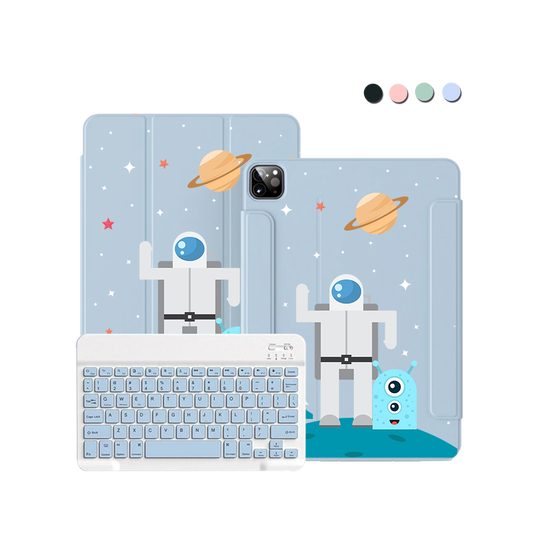 ฝาพับคีย์บอร์ดไร้สายสำหรับ iPad / Android Tab - Blue Alien
