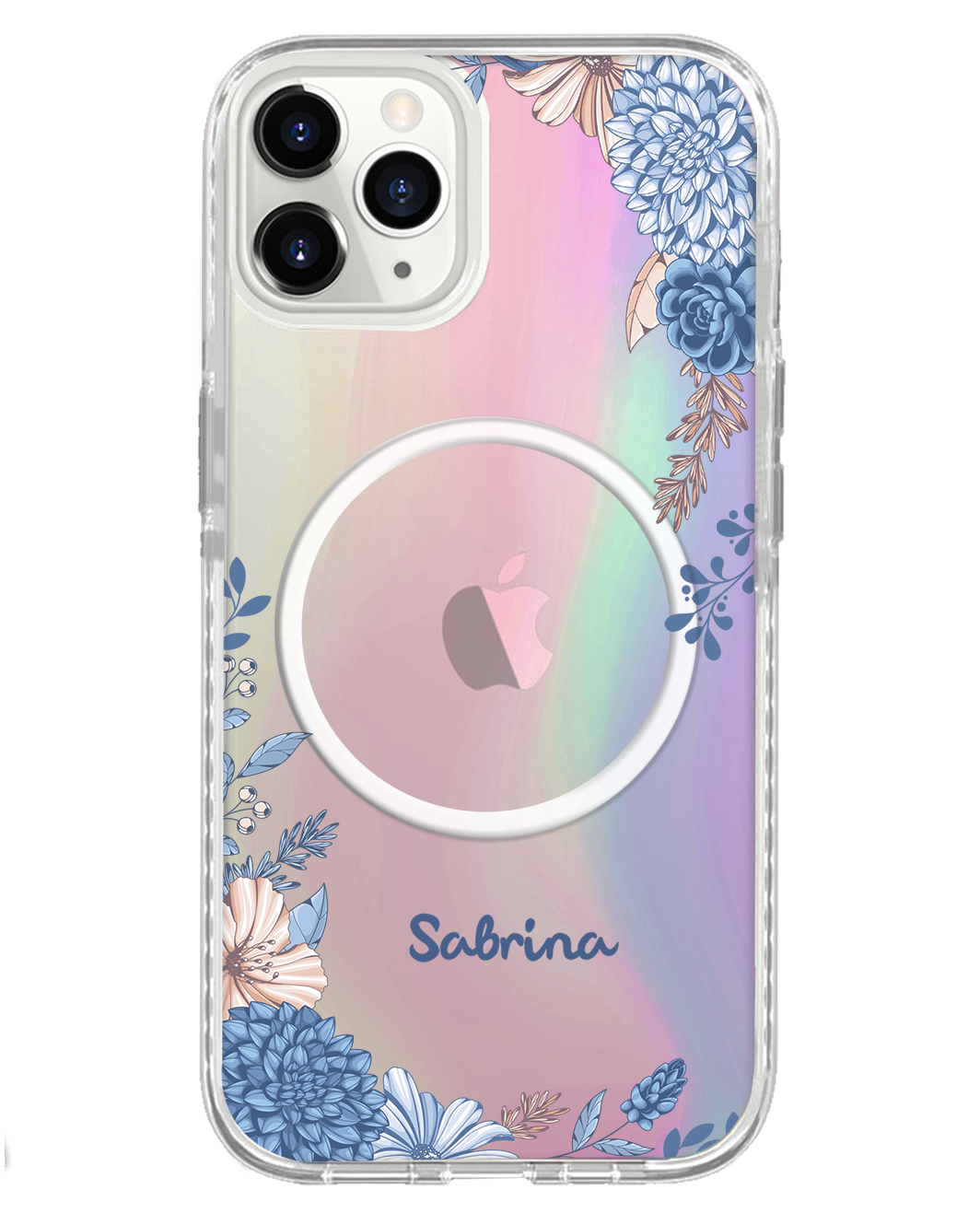 iPhone Rearguard Holo - ลายดอกไม้สีน้ำเงิน