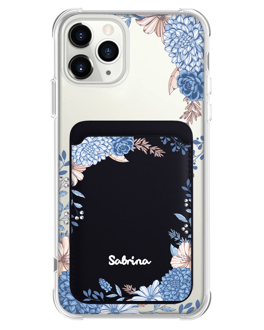 iPhone Magnetic Wallet Case - Blue Florals