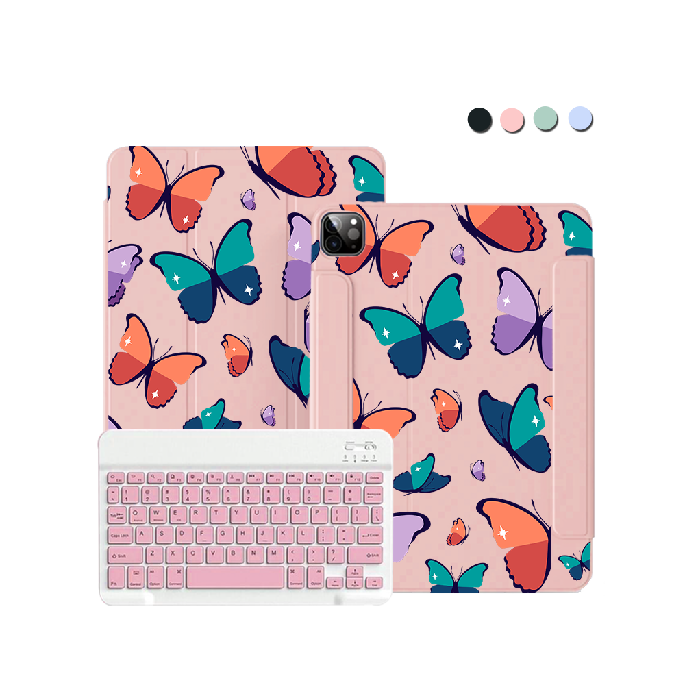 ฝาพับคีย์บอร์ดไร้สายสำหรับ iPad / Android - ลายผีเสื้อ