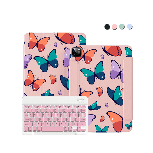 ฝาพับคีย์บอร์ดไร้สายสำหรับ iPad / Android - ลายผีเสื้อ