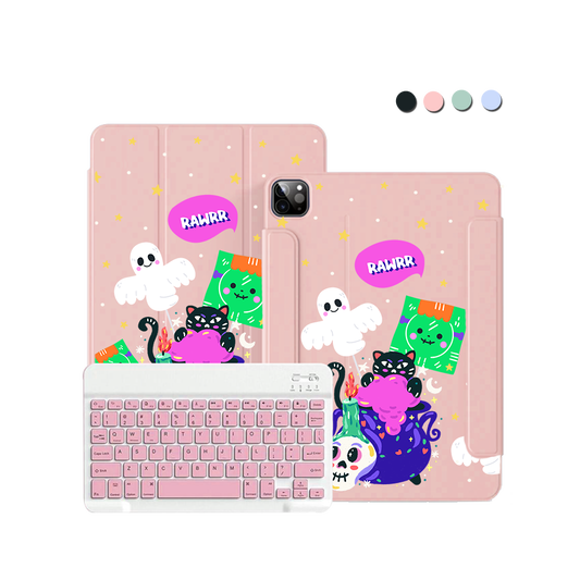 ฝาพับคีย์บอร์ดไร้สายสำหรับ iPad / Android Tab - Cat Monster