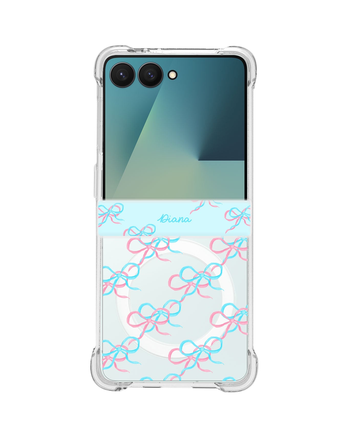 Android Flip / Fold Rearguard Hinge - Coquette Pink & Blue Bow