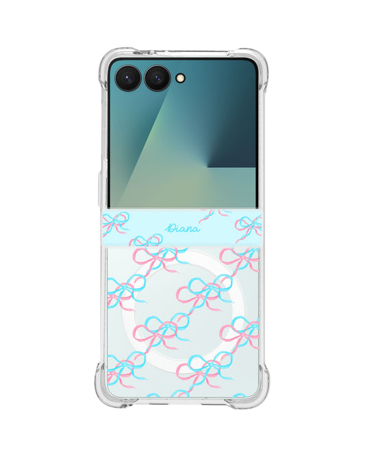 Android Flip / Fold Rearguard Hinge - Coquette Pink & Blue Bow