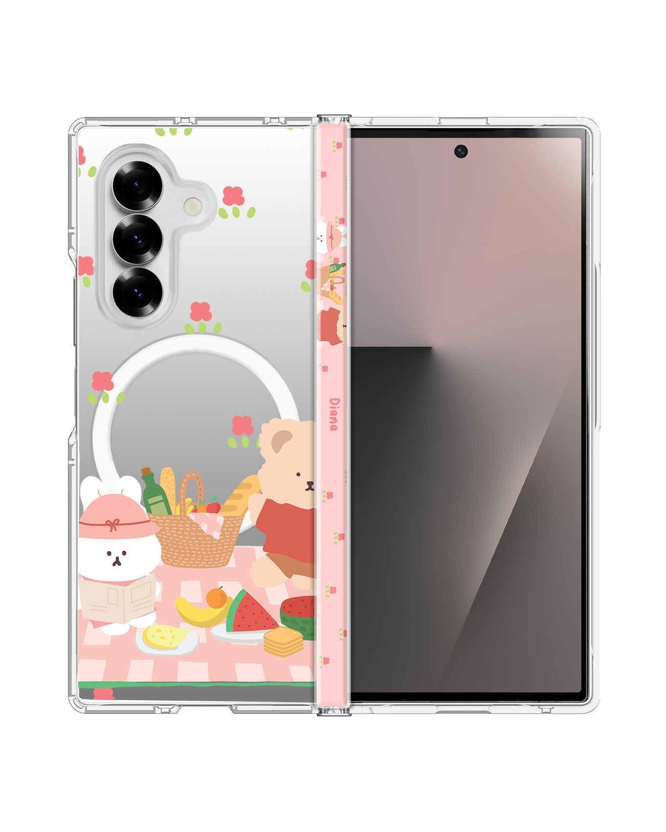 Android Flip / Fold Rearguard Hinge - Picnic Bear Pink