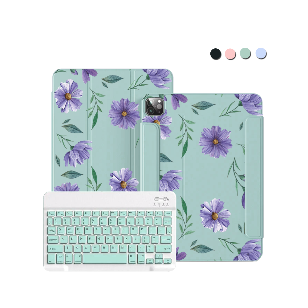 ฝาพับคีย์บอร์ดไร้สายสำหรับ iPad / Android Tab - สีม่วงเดือนกุมภาพันธ์