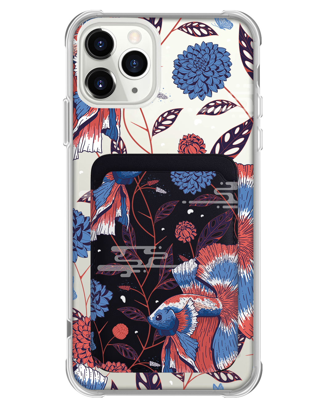 iPhone Magnetic Wallet Case - Fish & Floral 2.0