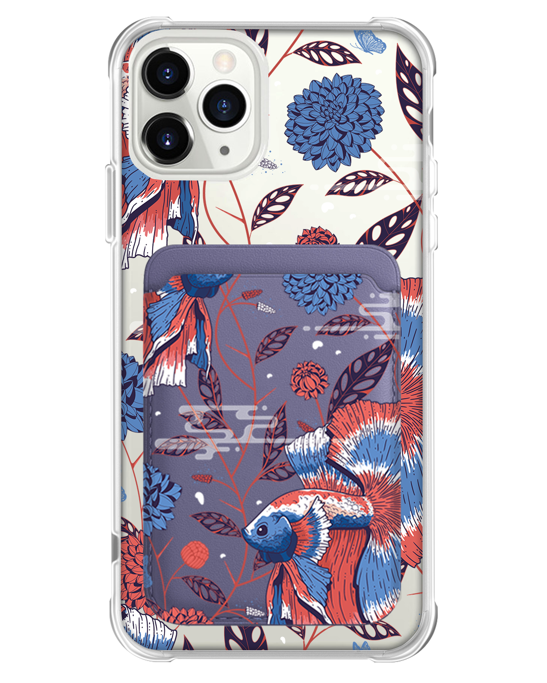iPhone Magnetic Wallet Case - Fish & Floral 2.0