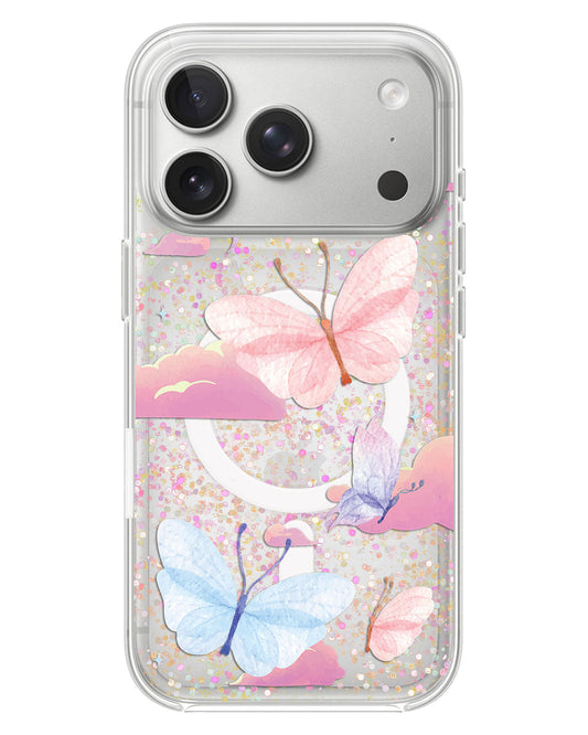 iPhone Glitter Case - Butterfly & Clouds