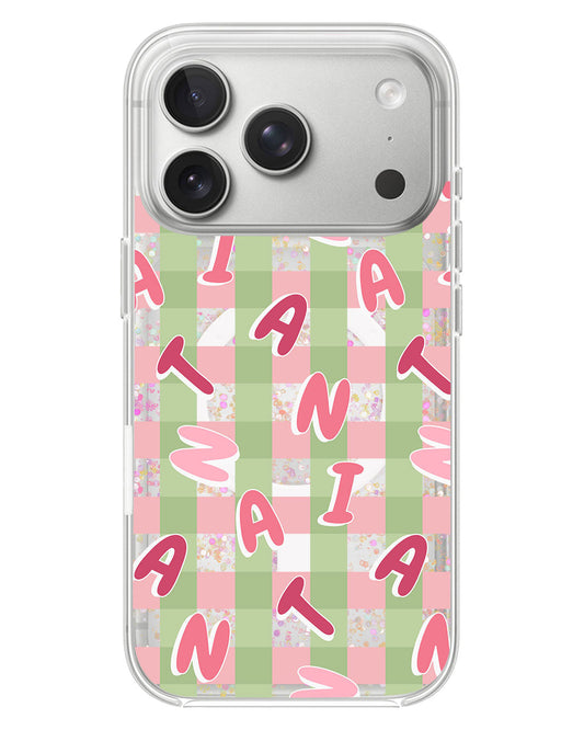 iPhone Glitter Case - Checkered Monogram 4.0