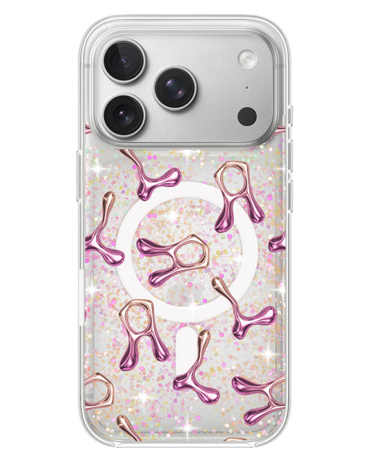 iPhone Glitter Case - Chrome Monogram 4.0
