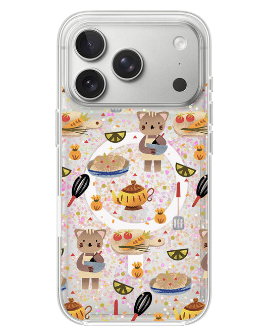 iPhone Glitter Case - Cooking Cat