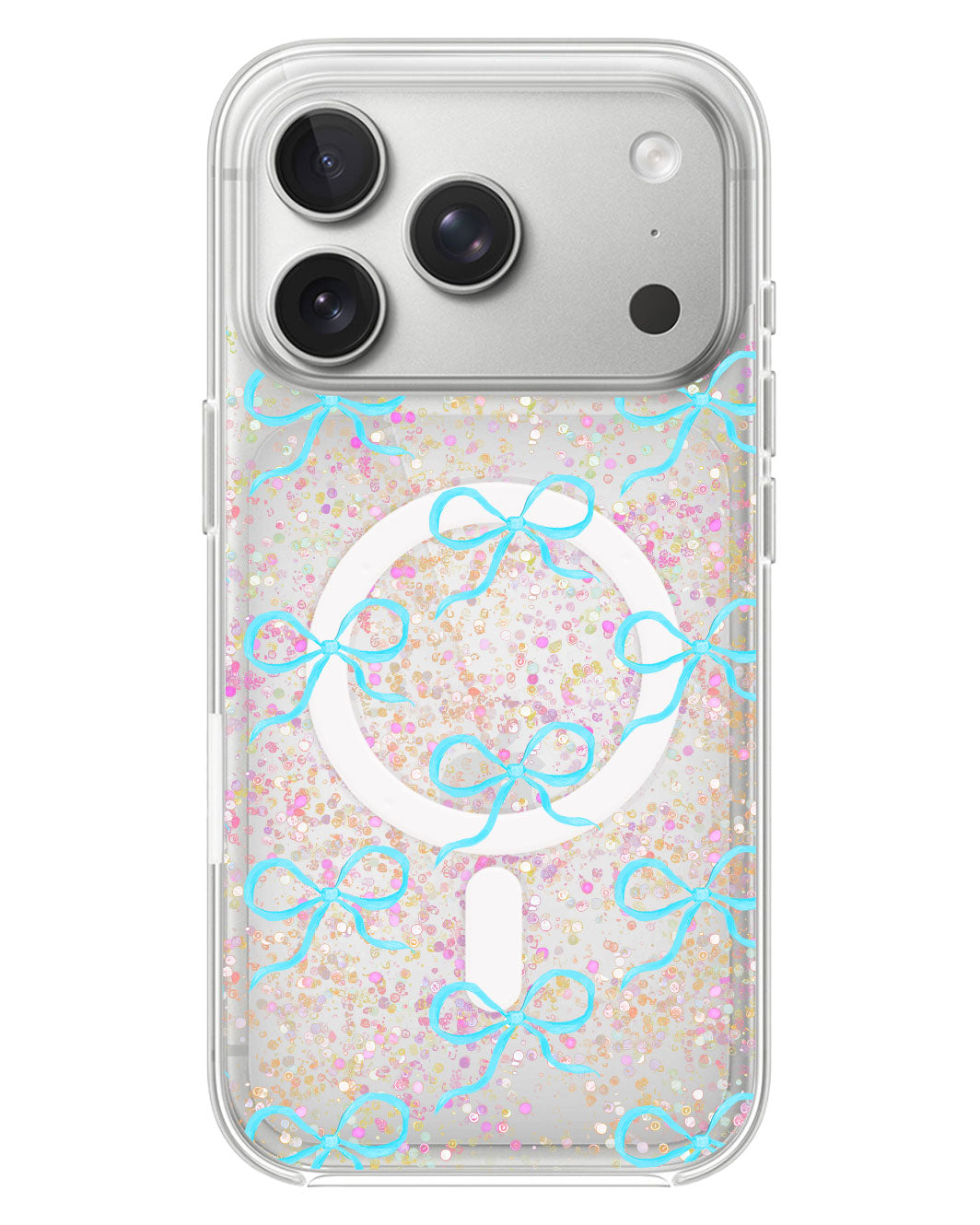 iPhone Glitter Case - Coquette Blue Bow