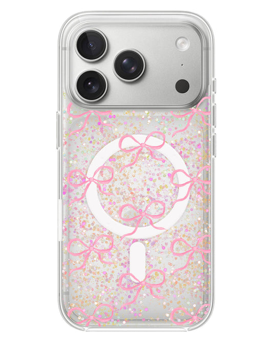 iPhone Glitter Case - Coquette Pink Bow