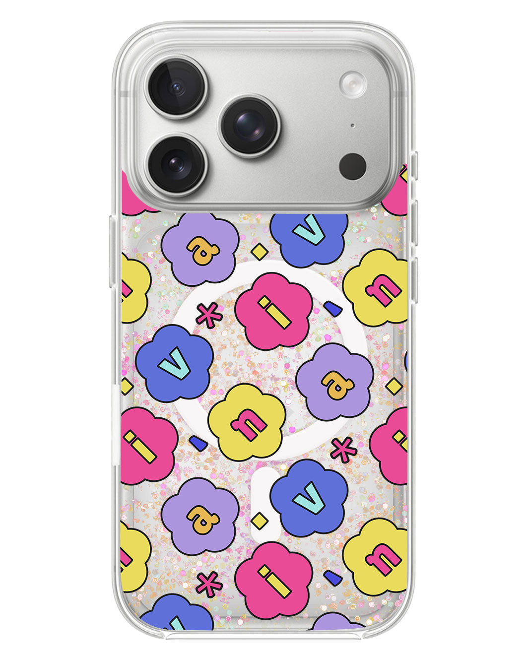 iPhone Glitter Case - Flower Petals Monogram 2.0