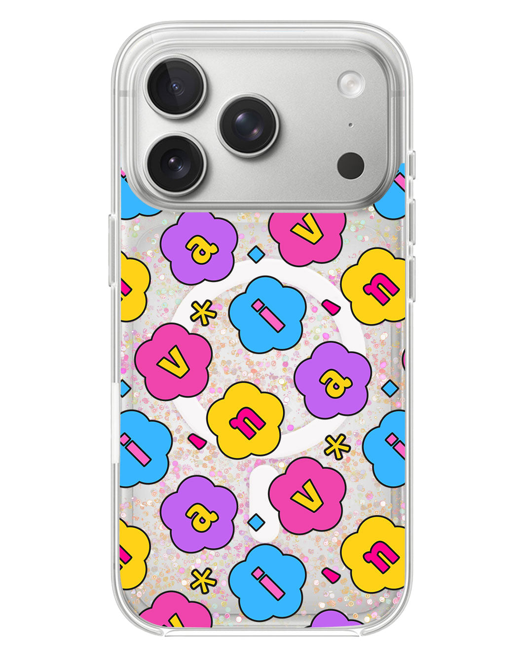 iPhone Glitter Case - Flower Petals Monogram 4.0
