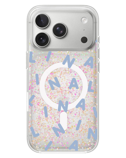 iPhone Glitter Case - Monogram 2.0 Blue
