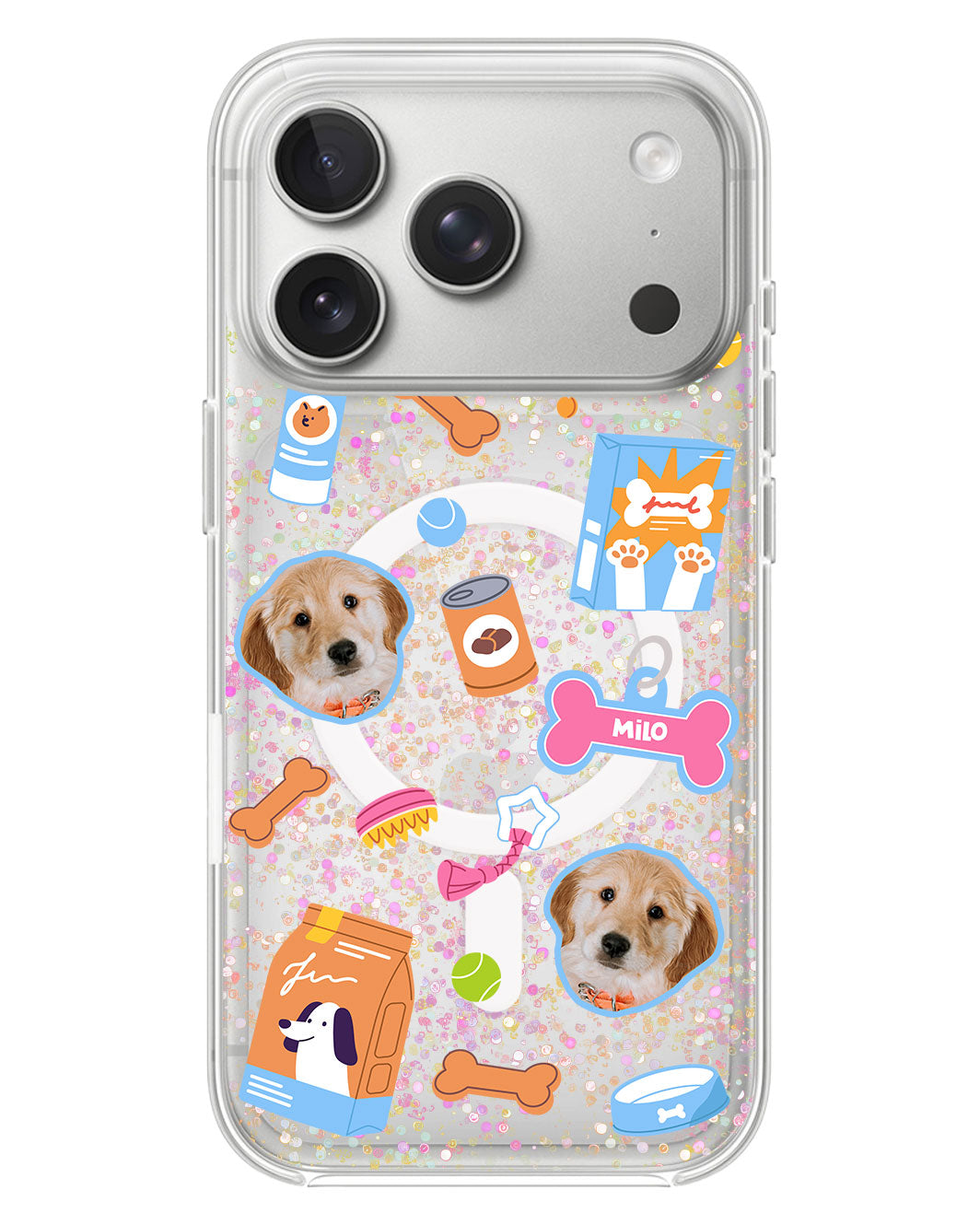 iPhone Glitter Case - Pet Grid Puppy Sweet Treats