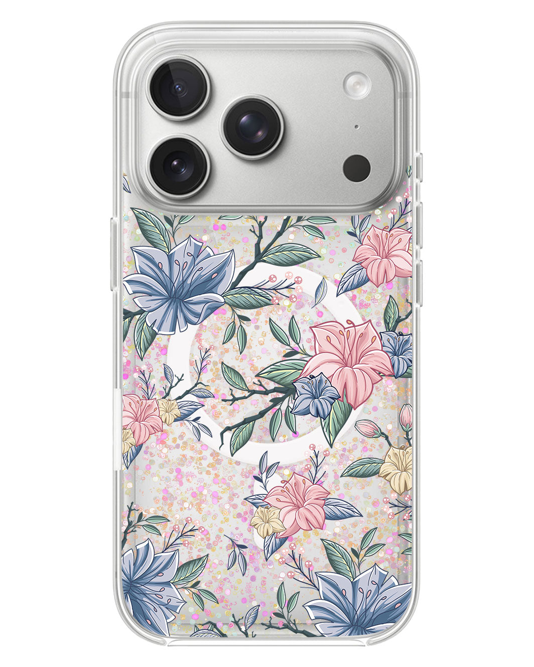 iPhone Glitter Case - Pink & Blue Floral