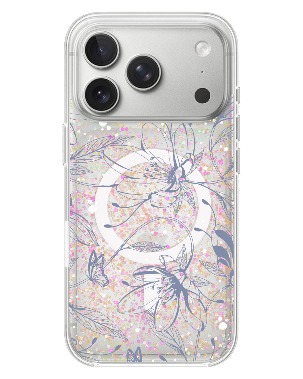 iPhone Glitter Case - Sketchy Flower & Butterfly 2.0