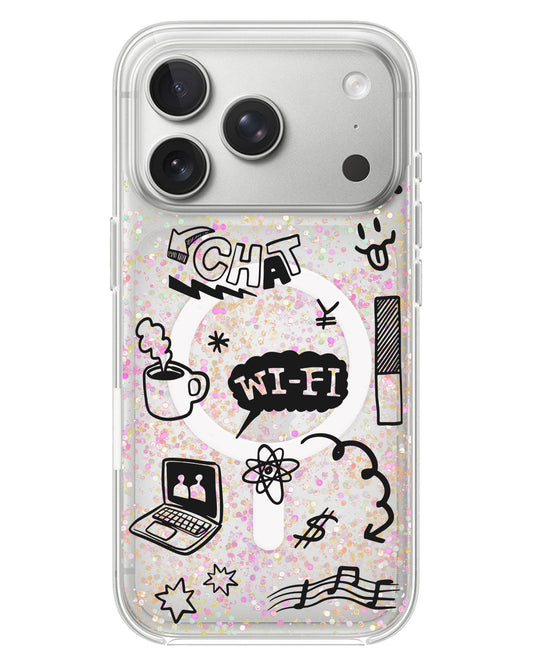 iPhone Glitter Case - Social Black