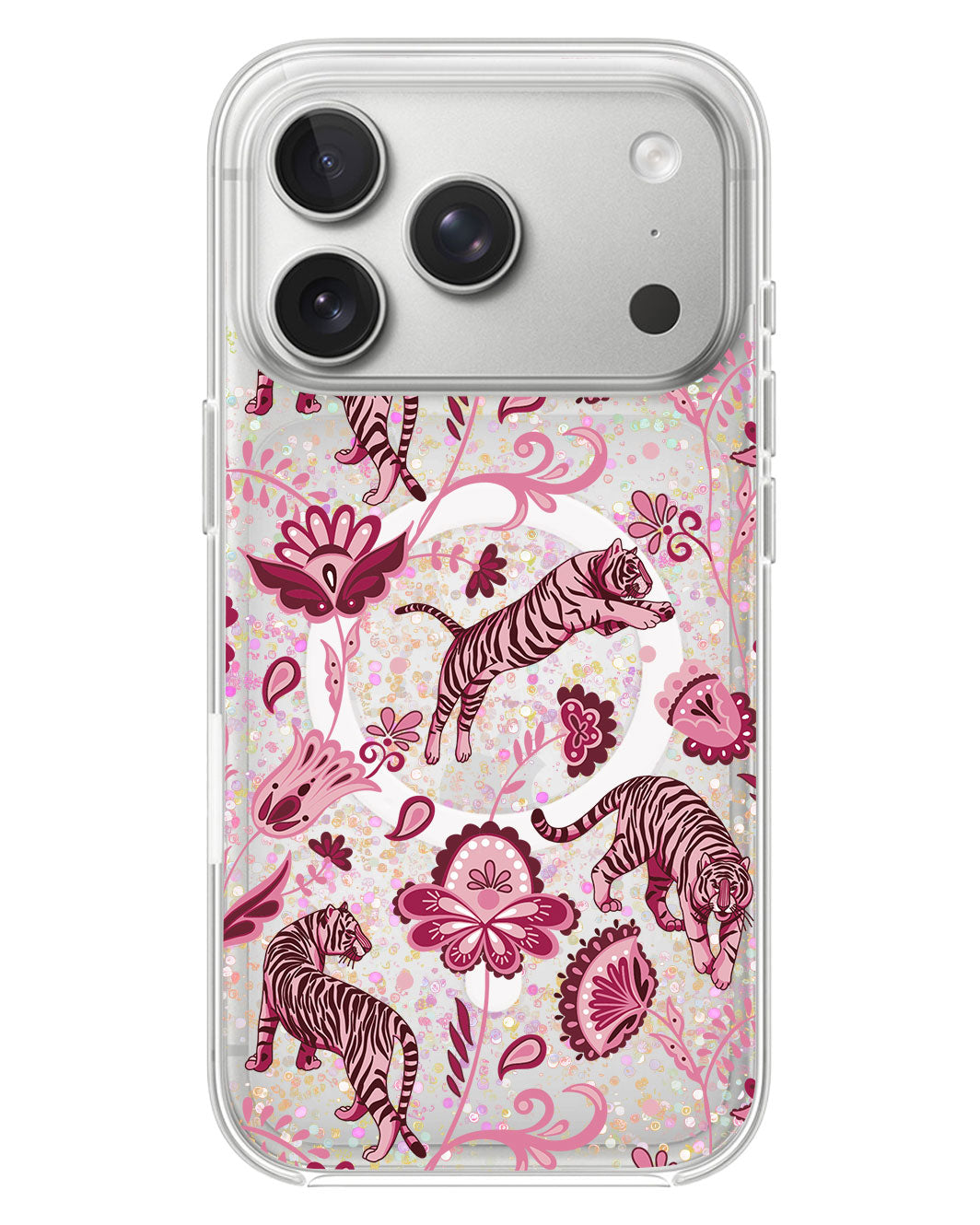 iPhone Glitter Case - Tiger & Floral 2.0