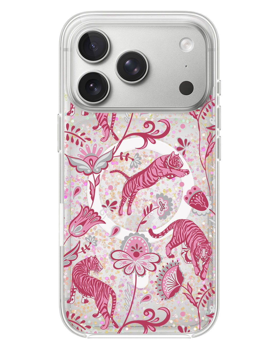 iPhone Glitter Case - Tiger & Floral 7.0