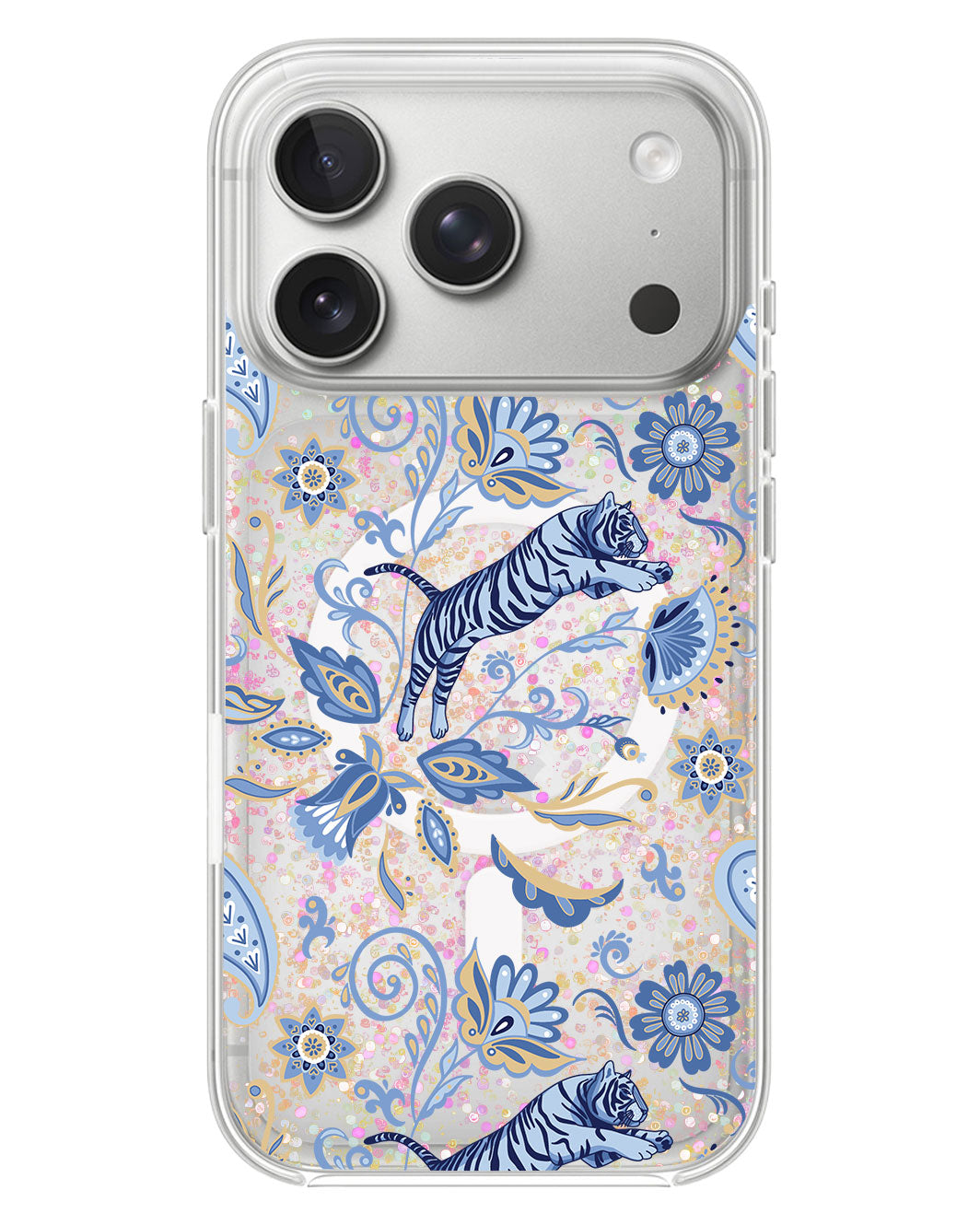 iPhone Glitter Case - Tiger & Floral