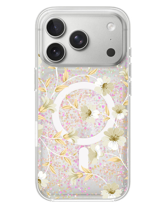 iPhone Glitter Case - White Magnolia