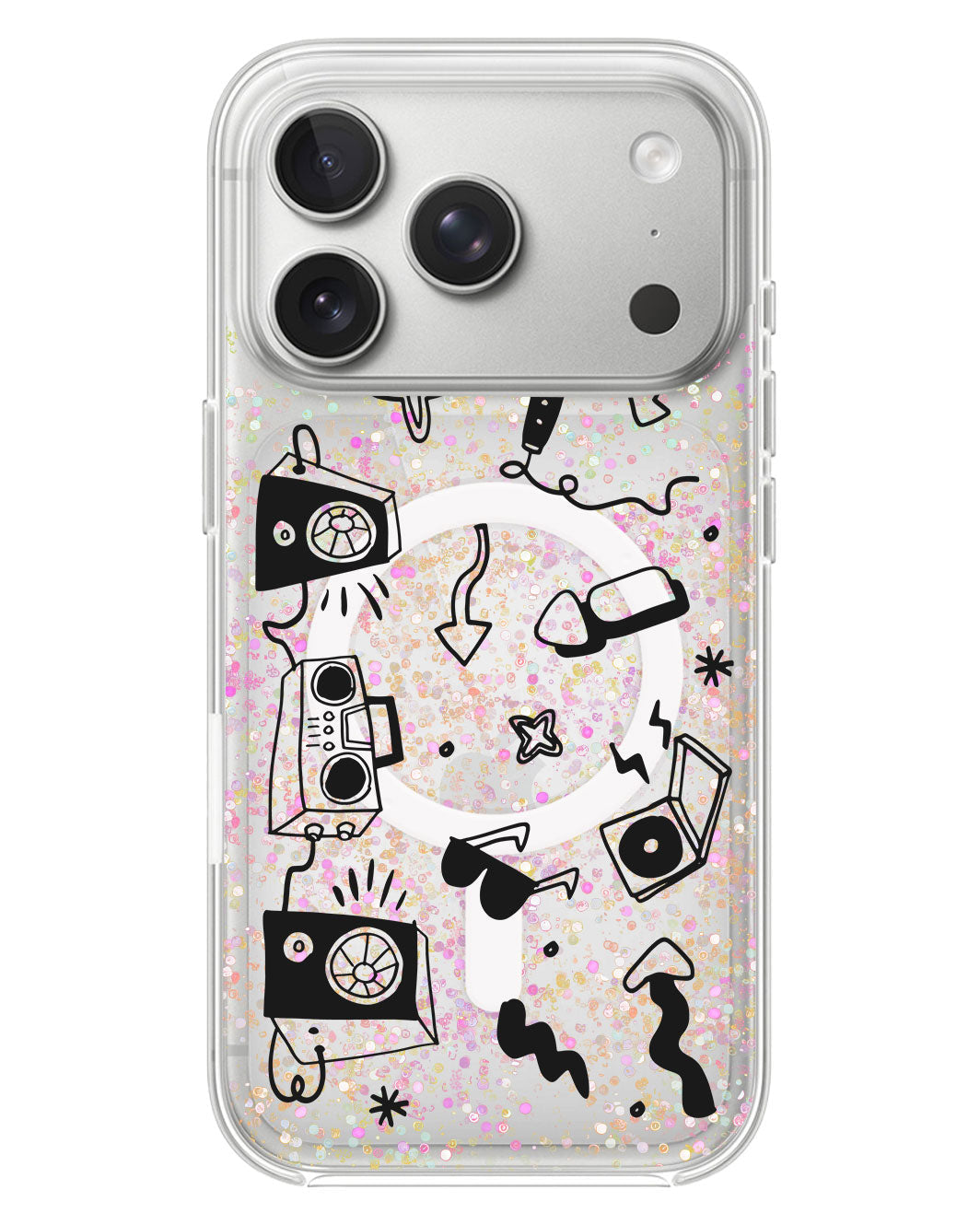 iPhone Glitter Case - Rock N Roll Black
