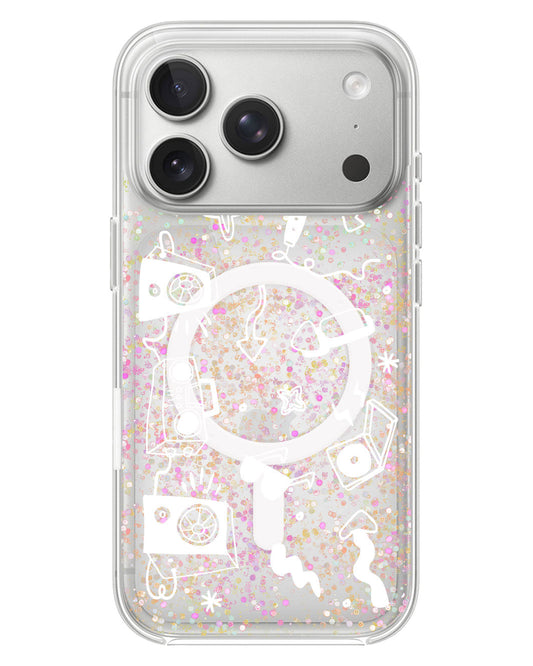 iPhone Glitter Case - Rock N Roll White