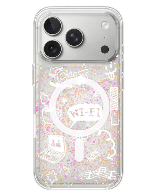 iPhone Glitter Case - Social White