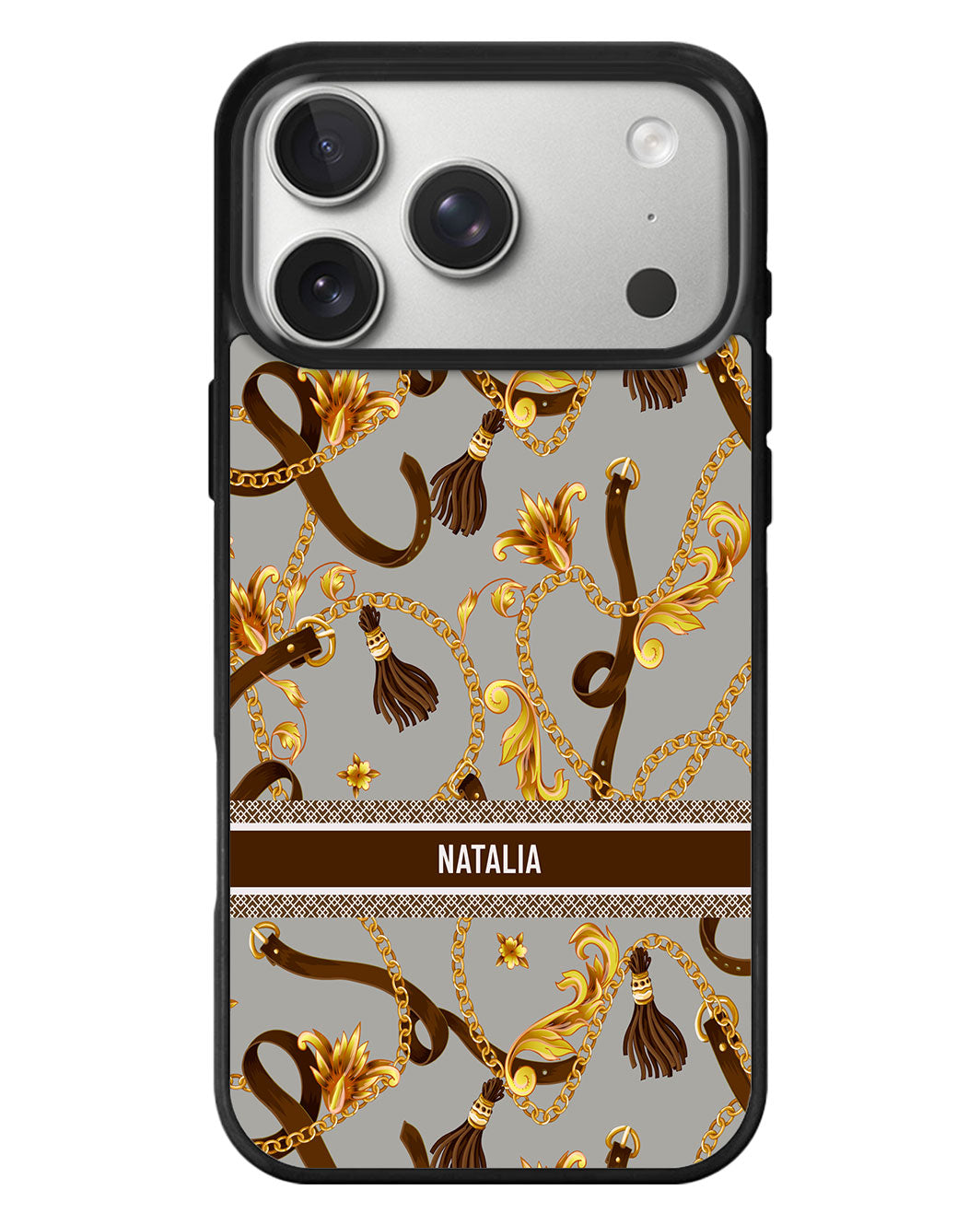 iPhone Standee Grip Case - Barocco Ippodromo Grigio