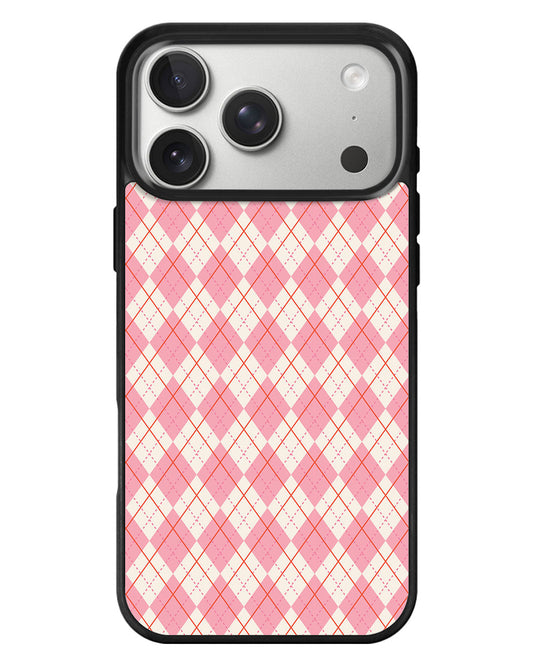 iPhone Standee Grip Case - Pink Argyle